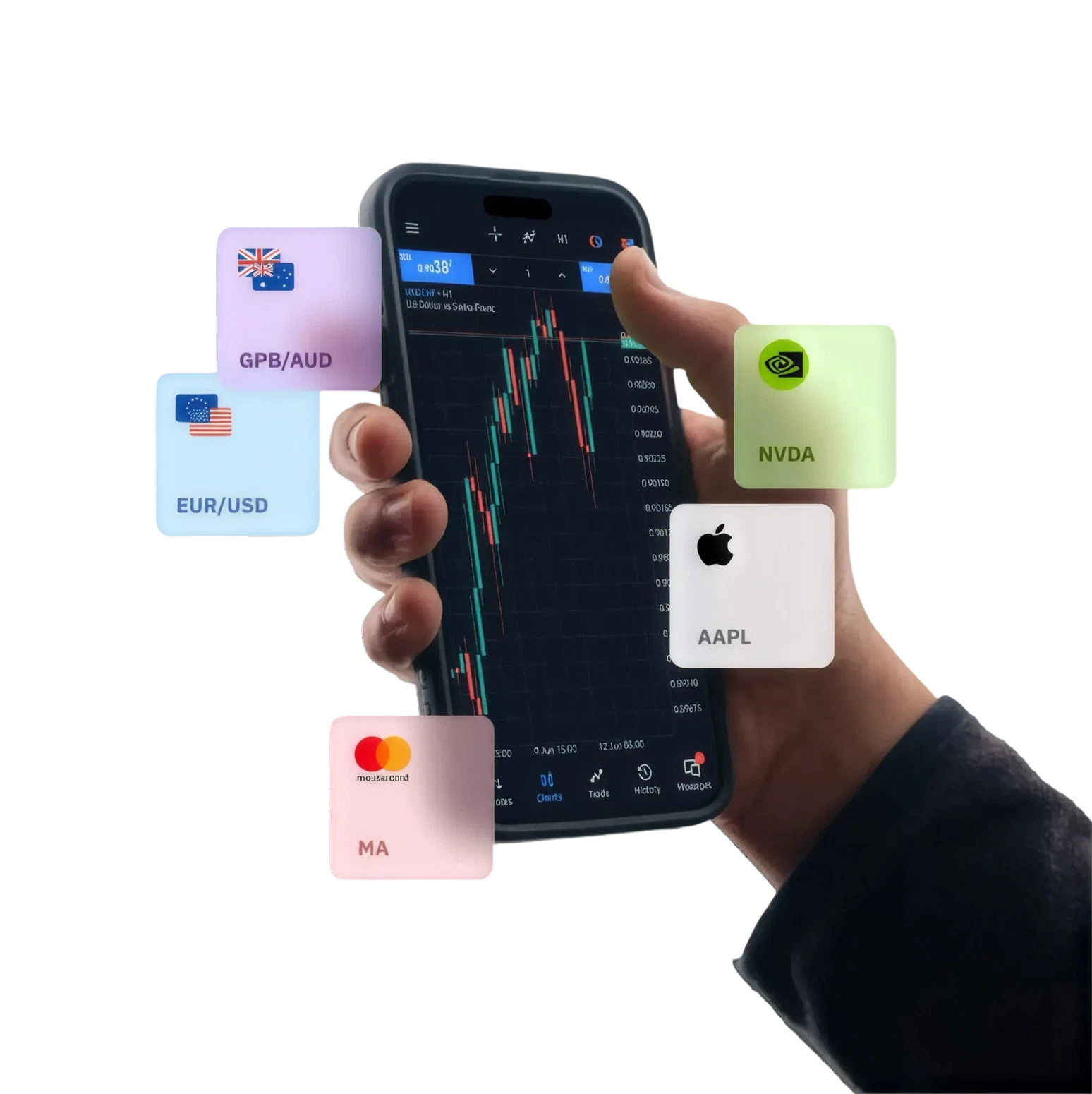 Hand holding Finzopark trading app